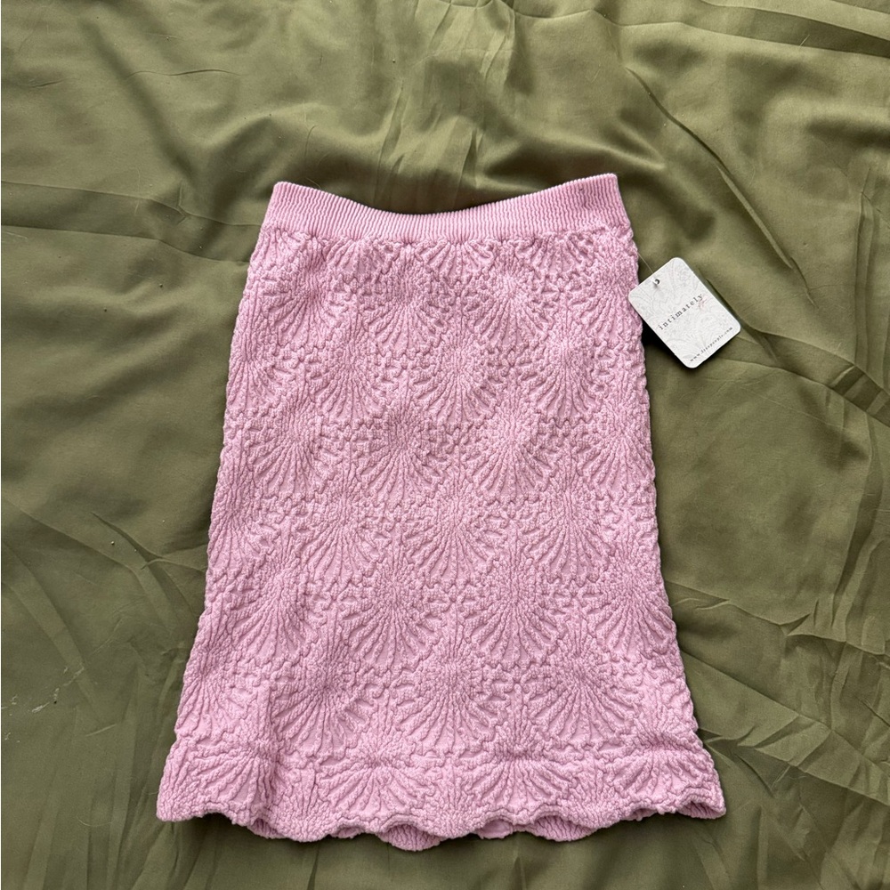 Intimately Free People  Pink Rose Tube Top with Scalloped Edges Sz XS/S NWT